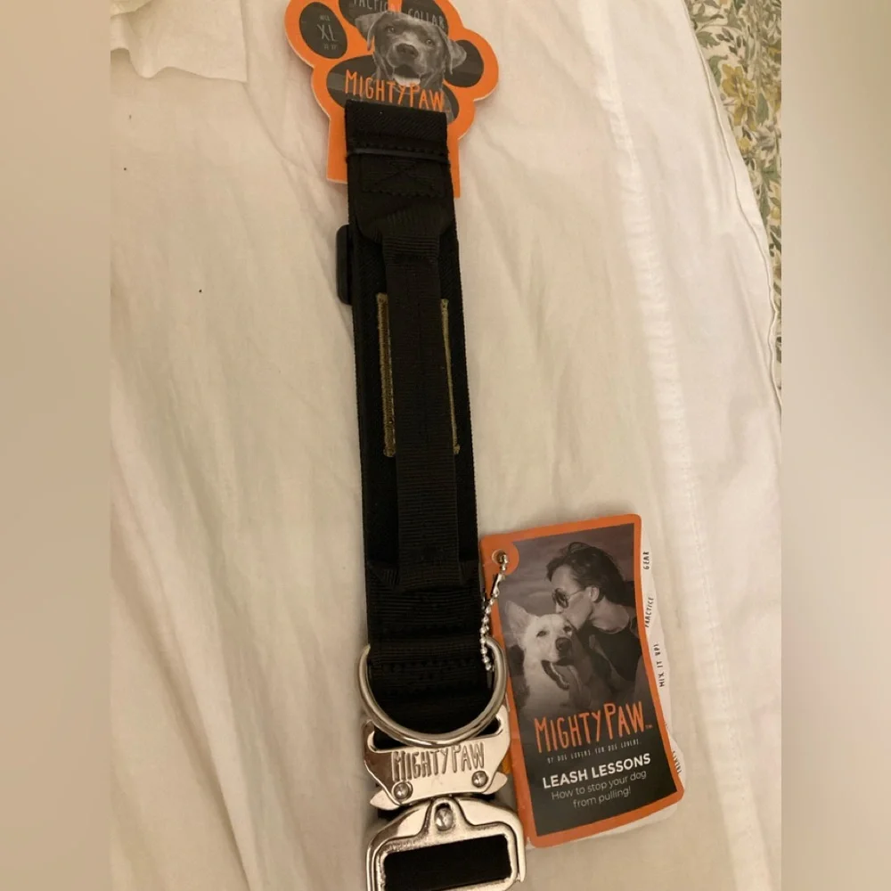 New Mighty Paw TACTICAL Adjustable Collar XL (22”-27”) Black Built in Handle